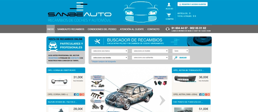 Rediseño web de recambios SanBeauto